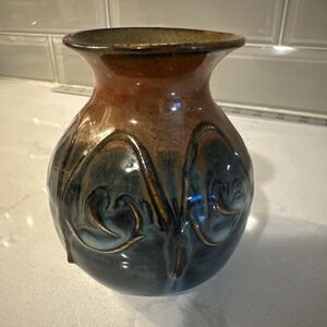 Castle Arch Pottery Blue Brown Pot‎ Vase Handmade In Kilkenny Ireland